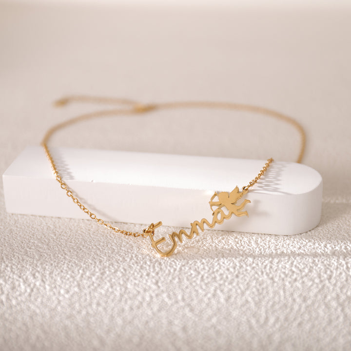 Angel boy summer necklace in gold – lightweight and personalized for boys