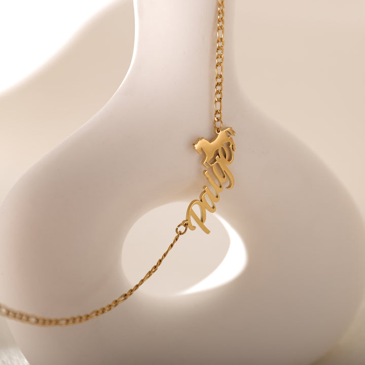 Custom horse pendant necklace with engraved name – symbol of freedom and power