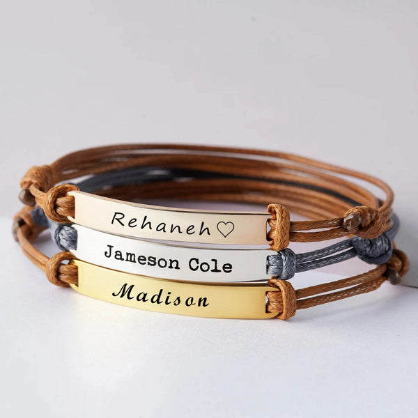 Gold engraved name bracelet – personalized gift for her or him