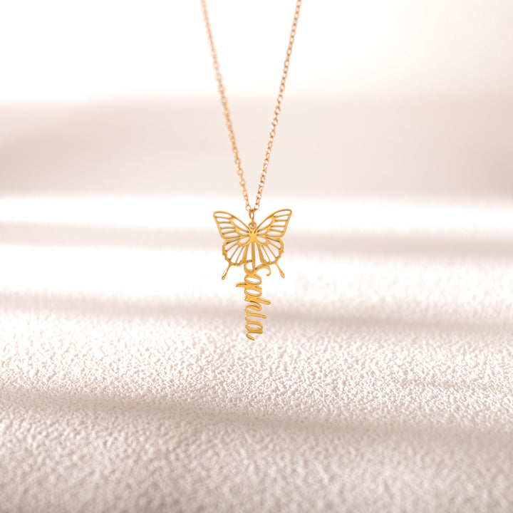 Gold name necklace with love design – custom gift for girlfriend