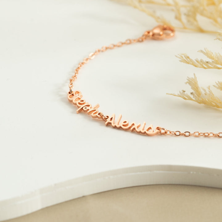 LUNA Family Name Bracelet in rose gold – handcrafted keepsake jewelry