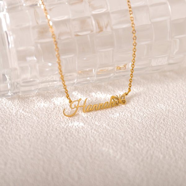 Mother’s Day butterfly necklace with custom name – elegant gift for mom