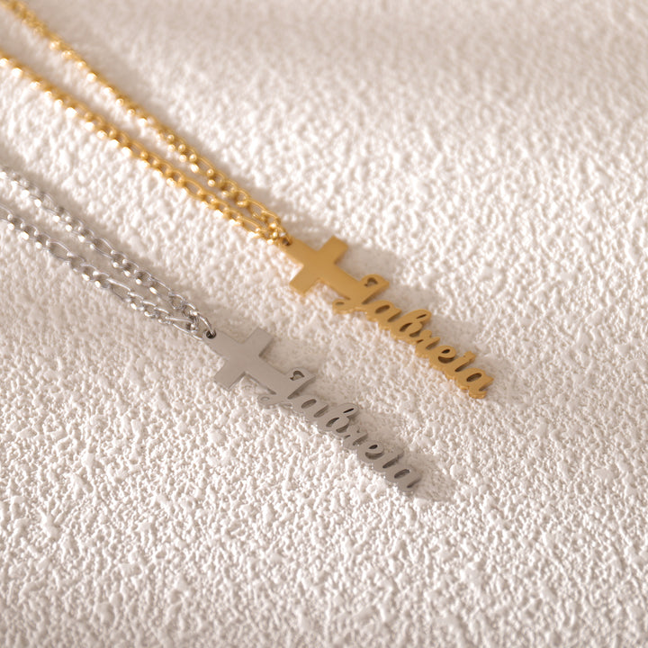 Personalized cross necklace with engraved name – religious gift for friend or loved one