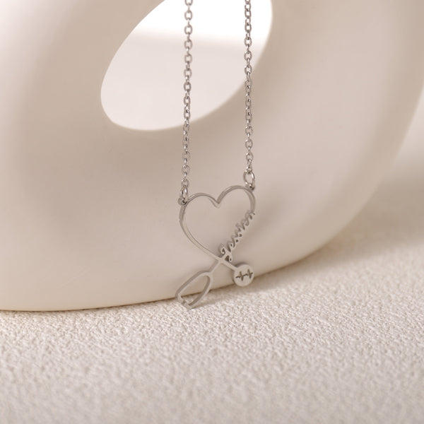 Personalized doctor nurse necklace with engraved names – custom medical jewelry