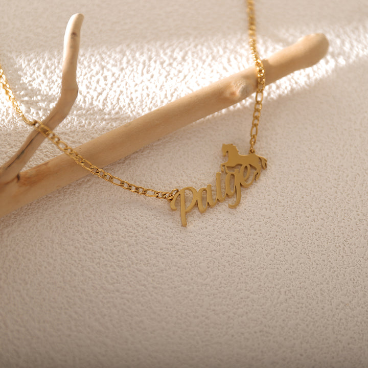 Silver horse name necklace – elegant gift for horse lovers or riders