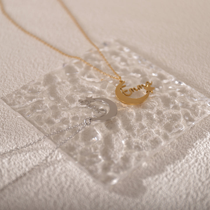 Star and crescent necklace – whimsical gift for stargazers