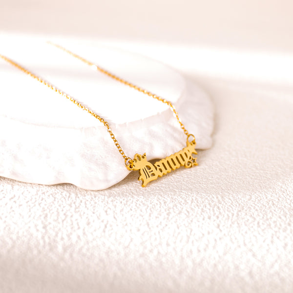 Vintage old letter necklace with custom engraved initial – personalized jewelry