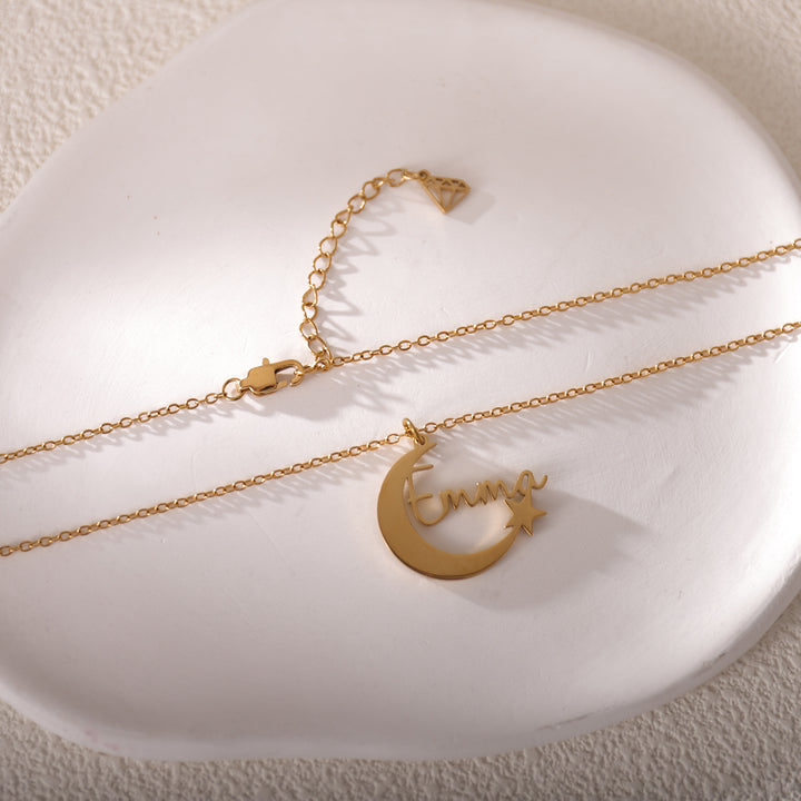 Star and crescent necklace – whimsical gift for stargazers

